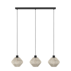 Midsumer Timeless Fabric Three Light Pendant , 40 W