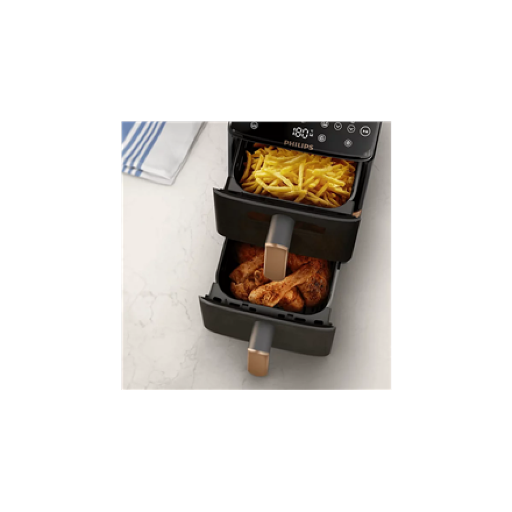 Philips Airfryer, Dual Basket , NA462/80 4000 Series , Capacity 10 L , Power 2750 W , RapidAir , Silk White/Beige