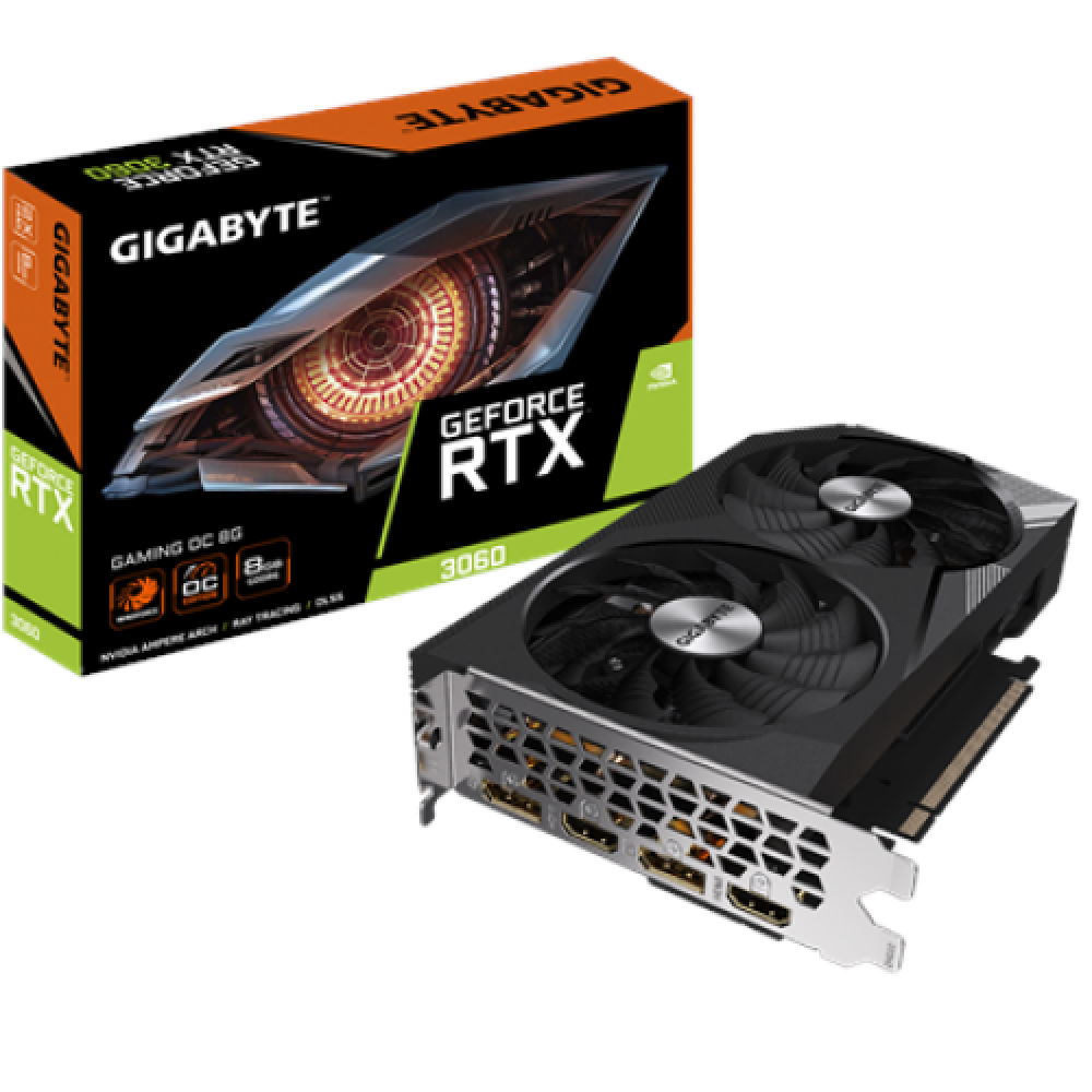 Gigabyte GV-N3060GAMING OC-8GD 1.0 NVIDIA, 8 GB, GeForce RTX 3060, GDDR6, PCI-E 4.0, HDMI ports quantity 2, Memory clock speed 15000 MHz