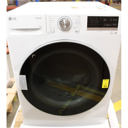 SALE OUT. , LG Dryer Machine , RH80V9AV3N , Energy efficiency class C , Front loading , 8 kg , LED , Depth 69 cm , Wi-Fi , White , DAMAGED PACKAGING AND RIGHT SIDE, DENTED FRONT (BOTTOM)