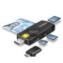 AXAGON Compact travel USB-A + USB-C contact Smart/ID card and SD/microSD/SIM card reader , CRE-SMP2A