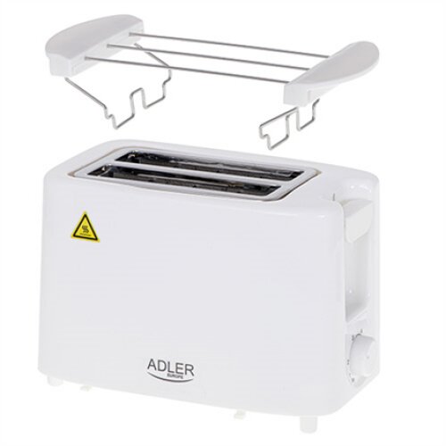 Adler , Toaster , AD 3223 , Power 750 W , Number of slots 2 , Housing material Plastic , White