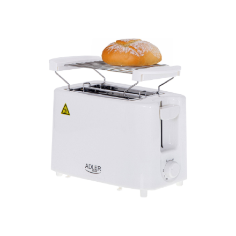 Adler , Toaster , AD 3223 , Power 750 W , Number of slots 2 , Housing material Plastic , White