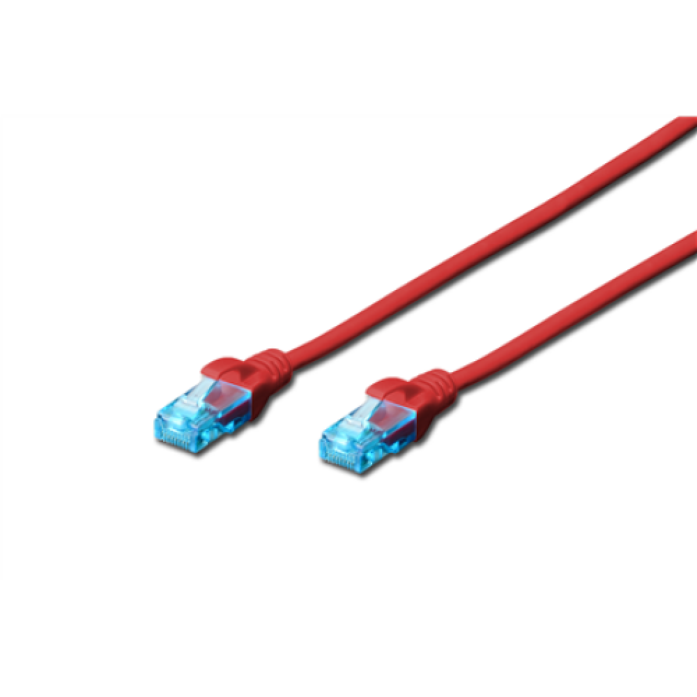 Digitus CAT 5e U-UTP Patch cord, PVC AWG 26/7, Modular RJ45 (8/8) plug, 0.5 m, Red