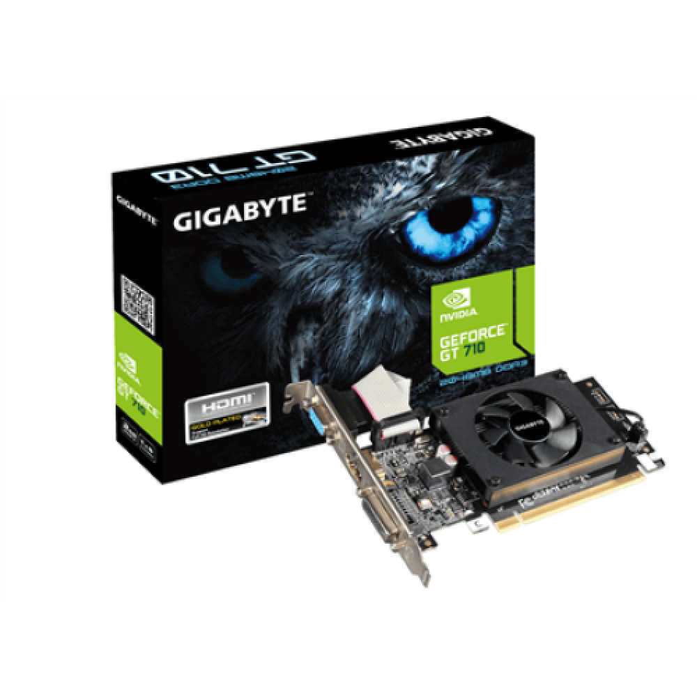Gigabyte , GV-N710D3-2GL 2.0 , NVIDIA , 2 GB , GeForce GT 710 , DDR3 , Cooling type Active , DVI-D ports quantity 1 , HDMI ports quantity 1 , PCI Express 2.0 , Memory clock speed 1600 MHz , Processor frequency 954 MHz , VGA (D-Sub) ports quantity 1