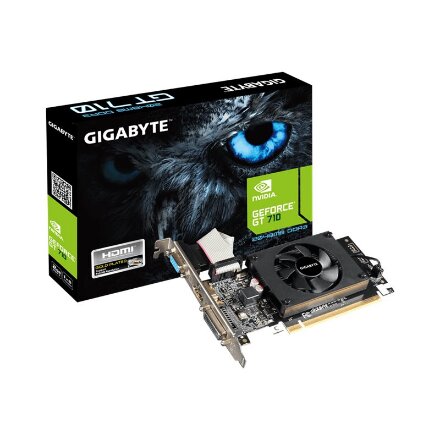 Gigabyte , GV-N710D3-2GL 2.0 , NVIDIA , 2 GB , GeForce GT 710 , DDR3 , Cooling type Active , DVI-D ports quantity 1 , HDMI ports quantity 1 , PCI Express 2.0 , Memory clock speed 1600 MHz , Processor frequency 954 MHz , VGA (D-Sub) ports quantity 1
