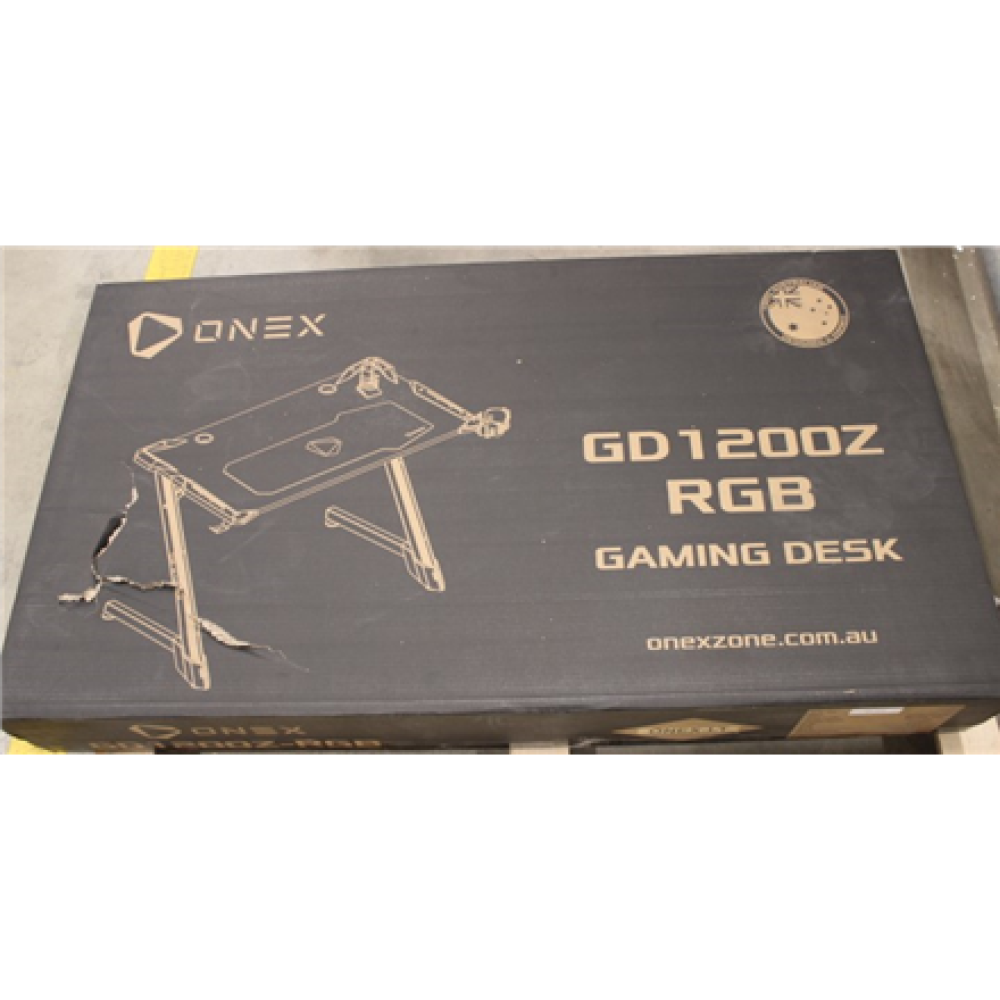 SALE OUT. ONEX GD1200Z RGB Gaming Desk w/Cup holder, headset hook, Gamepad holder, 114cm(w) , Onex RGB Gaming Desk w/Cup holder, headset hook, Gamepad holder, 114cm(w) , GD1200Z , Black , DAMAGED PACKAGING , 12 month(s)