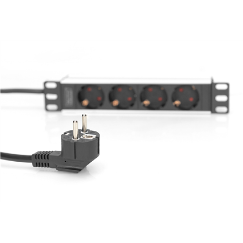 Digitus , 10” Socket Strip with Aluminum Profile, 4-way safety sockets , DN-95418