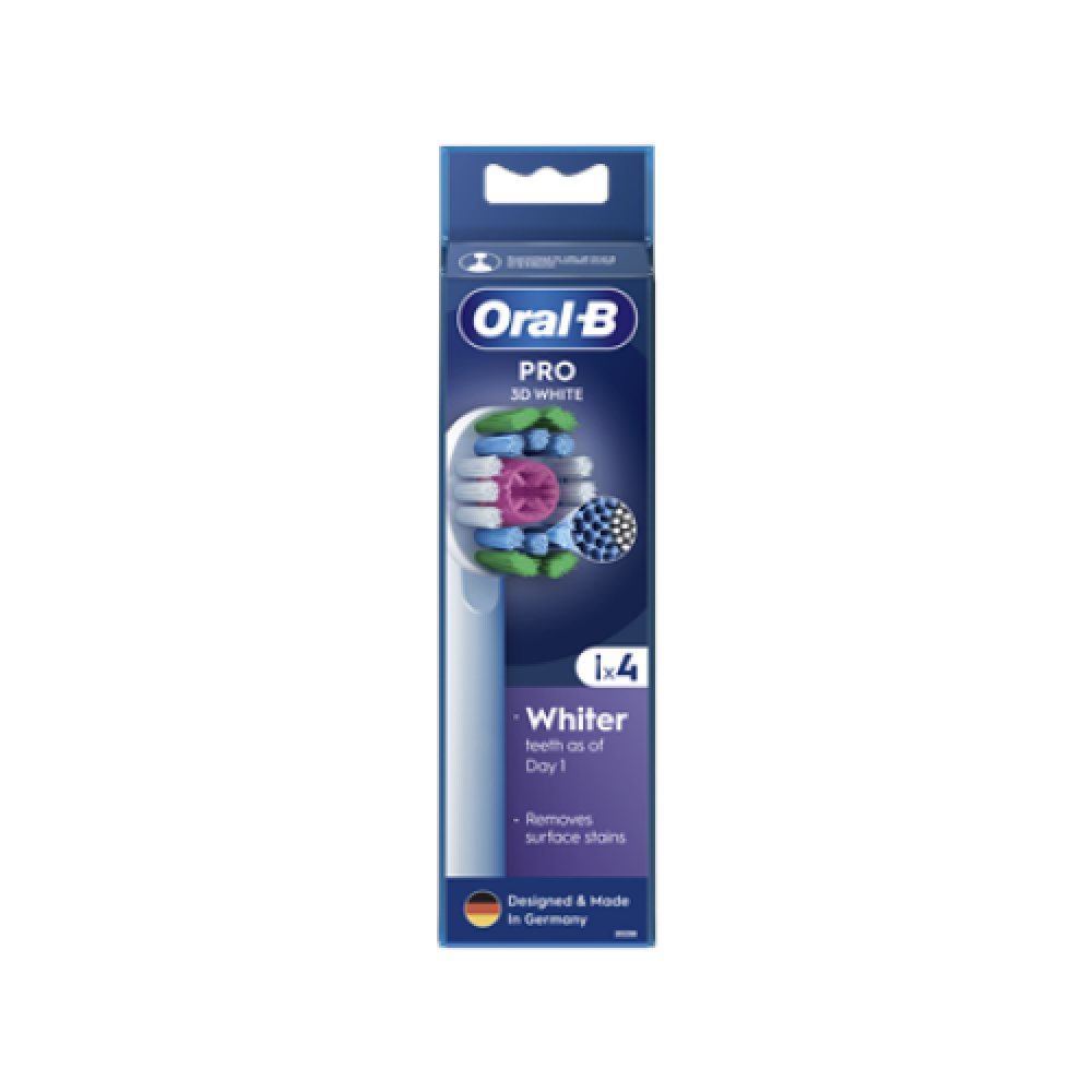 Oral-B , Replaceable toothbrush heads , EB18-4 3D White Pro , Heads , For adults , Number of brush heads included 4 , White