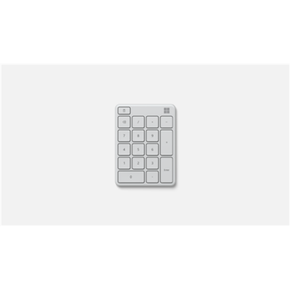 Microsoft Numeric Keypad MS NUMBER PAD Numeric Keypad, Wireless, Batteries included, N/A, Wireless connection, 81 g, Glacier, Bluetooth