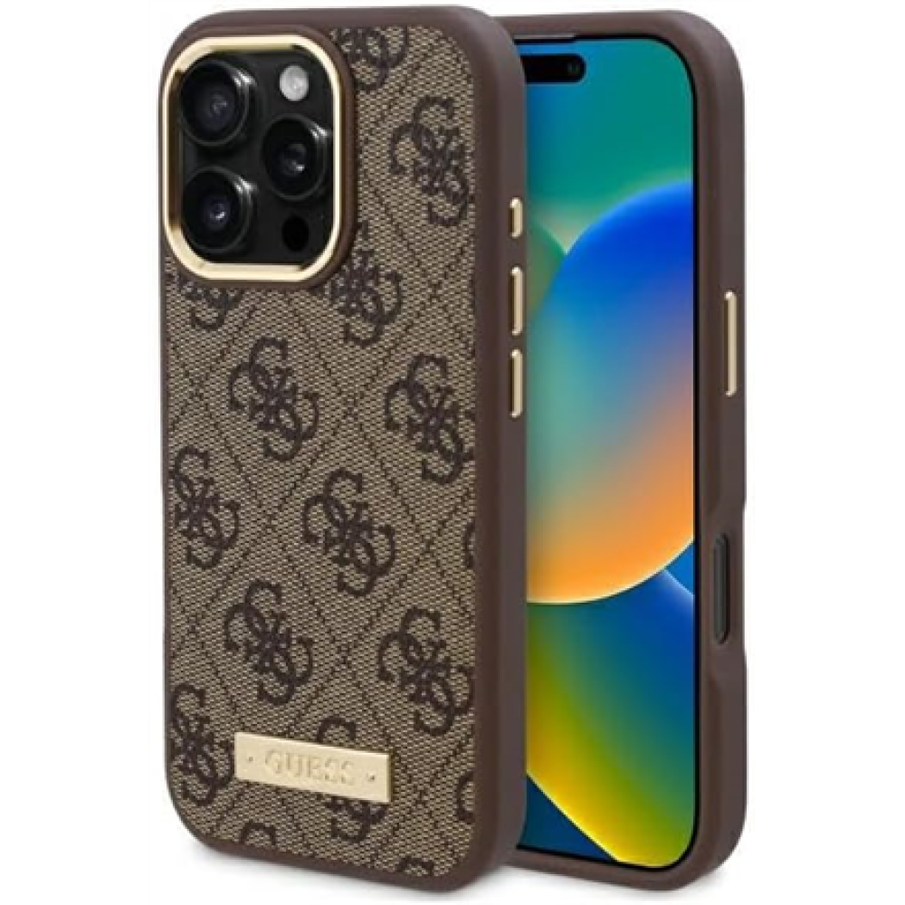 GUESS , GUHMP16LU4GPRW , Case , iPhone 16 Pro , Apple , Thermoplastic/Polyurethane , Brown