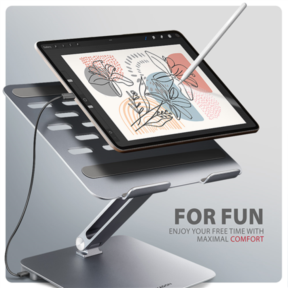AXAGON Desk Mount , HMC-STND USB-C 5Gbps Stand and Hub 7in1 , Adjustable Height, Tilt , 10-16 , Aluminum