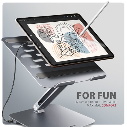 AXAGON Desk Mount , HMC-STND USB-C 5Gbps Stand and Hub 7in1 , Adjustable Height, Tilt , 10-16 , Aluminum