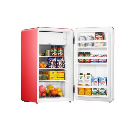 Midea Refrigerator , MDRD142SLE32 , Energy efficiency class E , Free standing , Larder , Height 83.5 cm , Fridge net capacity 93 L , 41 dB , Red