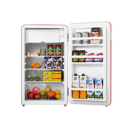 Midea Refrigerator , MDRD142SLE32 , Energy efficiency class E , Free standing , Larder , Height 83.5 cm , Fridge net capacity 93 L , 41 dB , Red