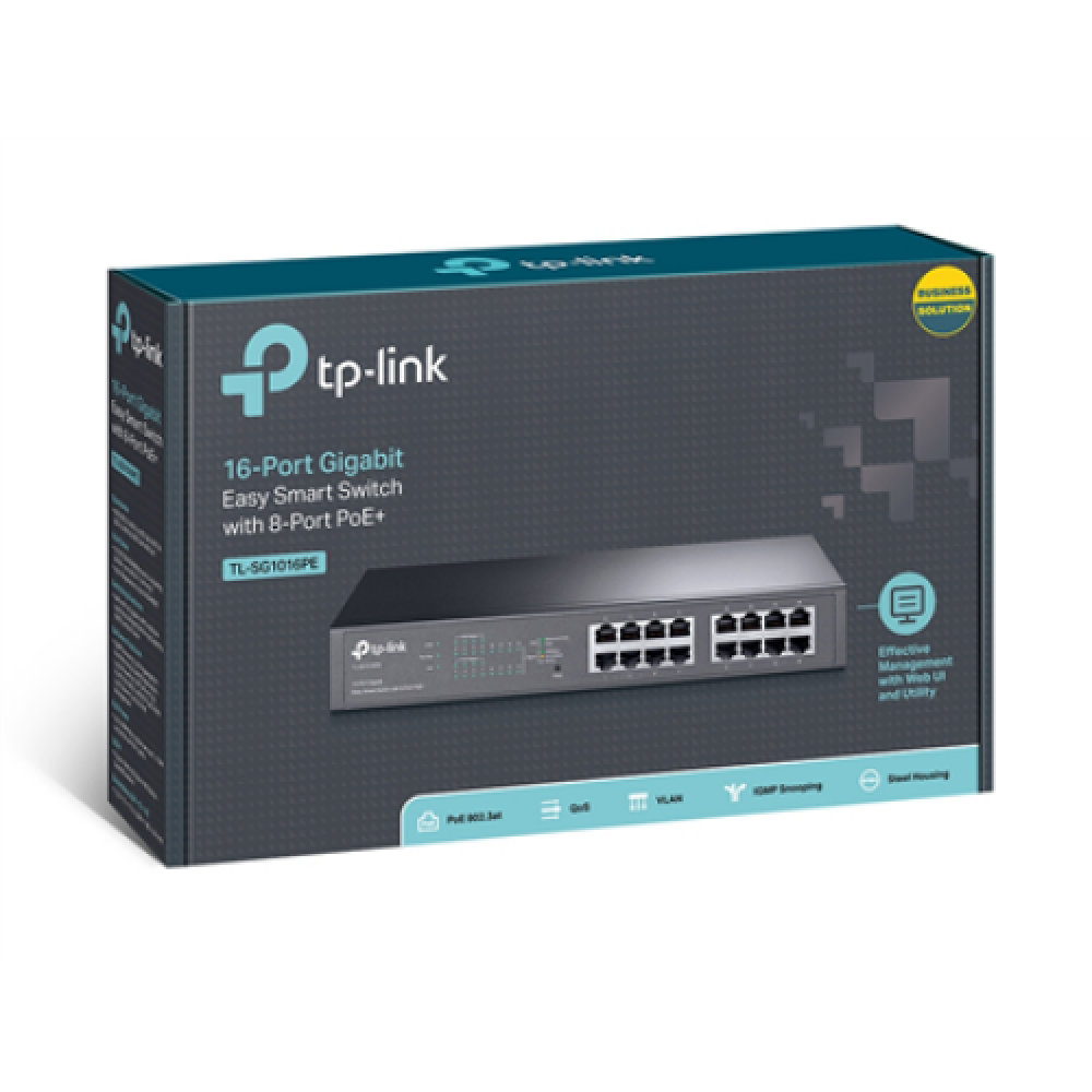 TP-LINK , Switch , TL-SG1016PE , Web Managed , Desktop/Rackmountable , Gigabit Ethernet (copper) ports quantity 16 , PoE+ ports quantity 8 , 36 month(s)