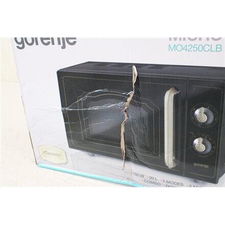 SALE OUT. Gorenje MO4250CLB Microwave oven with Grill, Free standing, Capacity 20 L, Power 800 W, No display, Black , Gorenje , Microwave oven with grill , MO4250CLB , Free standing , 20 L , 700 W , Grill , Black , DAMAGED PACKAGING