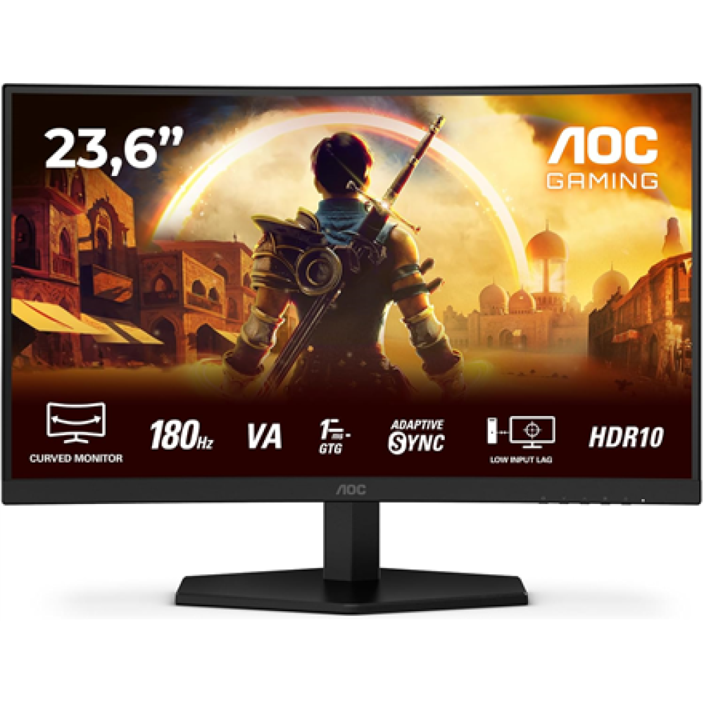 AOC Gaming monitor , C24G42E , 24 , VA , FHD , 16:9 , 180 Hz , 0.5 ms , 1920 x 1080 pixels , 250 cd/m² , HDMI ports quantity 2 , Black