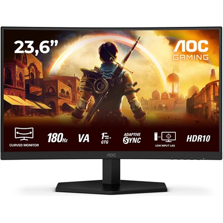 AOC , Gaming monitor , C24G42E , 24 , VA , FHD , 16:9 , 180 Hz , 0.5 ms , 1920 x 1080 pixels , 250 cd/m² , HDMI ports quantity 2 , Black