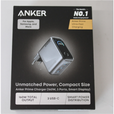 SALE OUT. Anker Prime Charger, 3 Ports, Silver , Anker Prime Charger, 3 Ports, 160W, Silver , DEMO