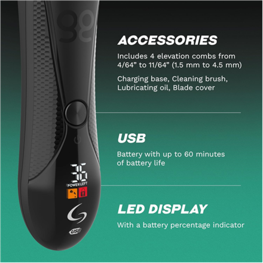 GA.MA GM6026 Eggo professional Body trimmer, Black , GA.MA