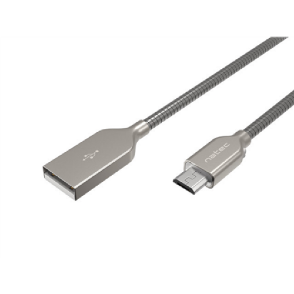 Natec Prati, USB Micro to Type A Cable 1m, Metal, Silver