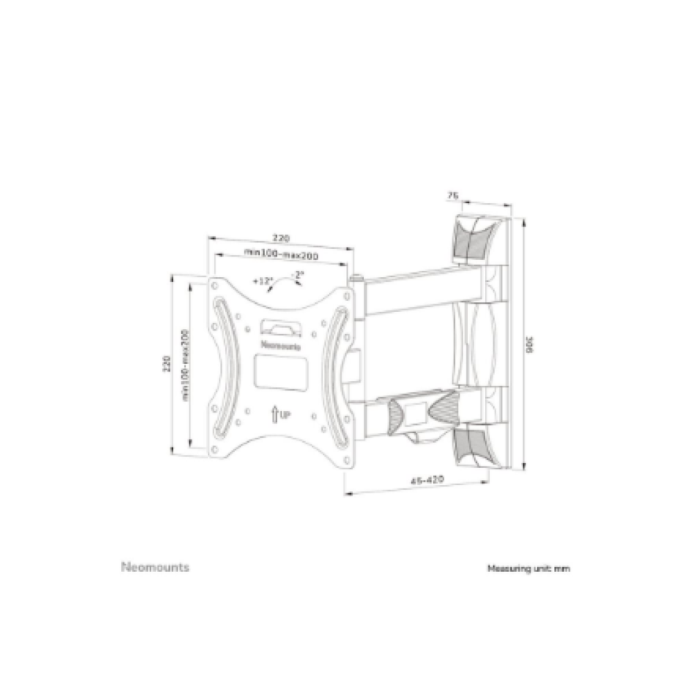 Neomounts Wall mount , WL40-550BL12 , Full motion, Tilt, Swivel , 32-55 , Maximum weight (capacity) 35 kg , Black