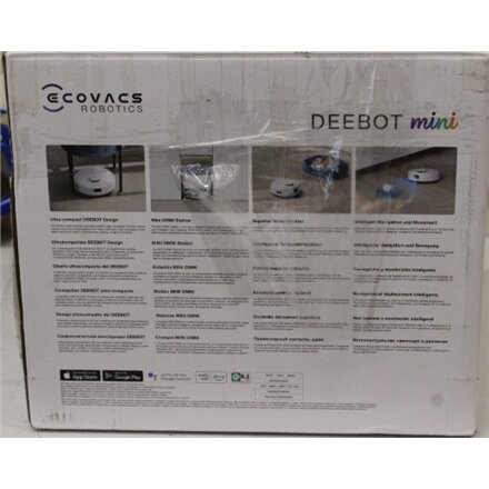 SALE OUT. Ecovacs DEEBOT mini Vacuum cleaner, Robot, Wet&Dry, ZeroTangle Technology, Agile Navigation, White/Blue + Auto-empty station , Ecovacs Robotic Vacuum Cleaner , DEEBOT mini BLUE , Wet&Dry , Li-ion , 3200 mAh , Dust capacity 1.8 L , 8000 P