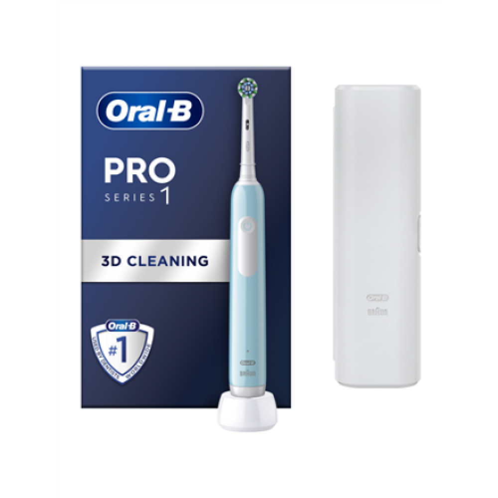 Oral-B , Electric Toothbrush with Travel Case , Pro Series 1 , Rechargeable , For adults , Number of brush heads included 1 , Number of teeth brushing modes 3 , Caribbean Blue