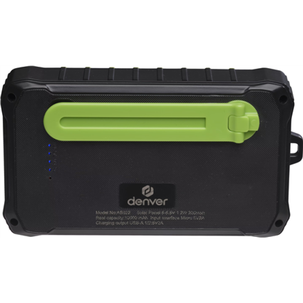 Denver , Solar Powerbank with Hand Crank Dynamo , PSO-10012 , 10000 mAh , Black