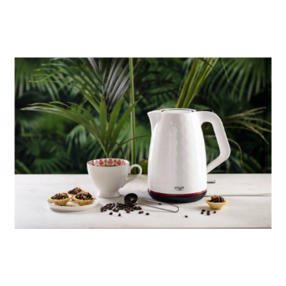 Adler , Kettle , AD 1277 , Standard , 2200 W , 1.7 L , Plastic , 360° rotational base , White