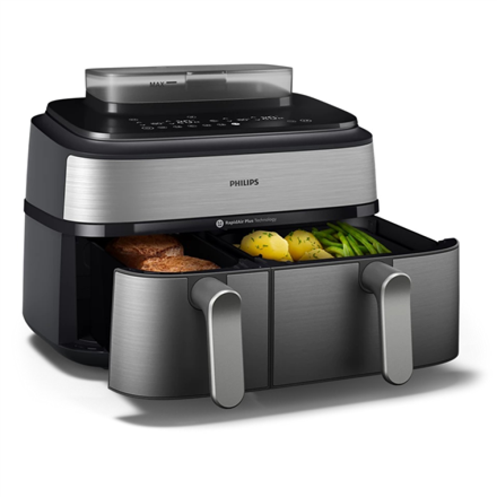 Philips Dual Basket Airfryer , NA555/00 5000 series , Power 2750 W , Capacity 9 L , RapidAir Plus , Silver