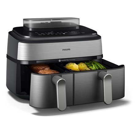 Philips Dual Basket Airfryer , NA555/00 5000 series , Power 2750 W , Capacity 9 L , RapidAir Plus , Silver