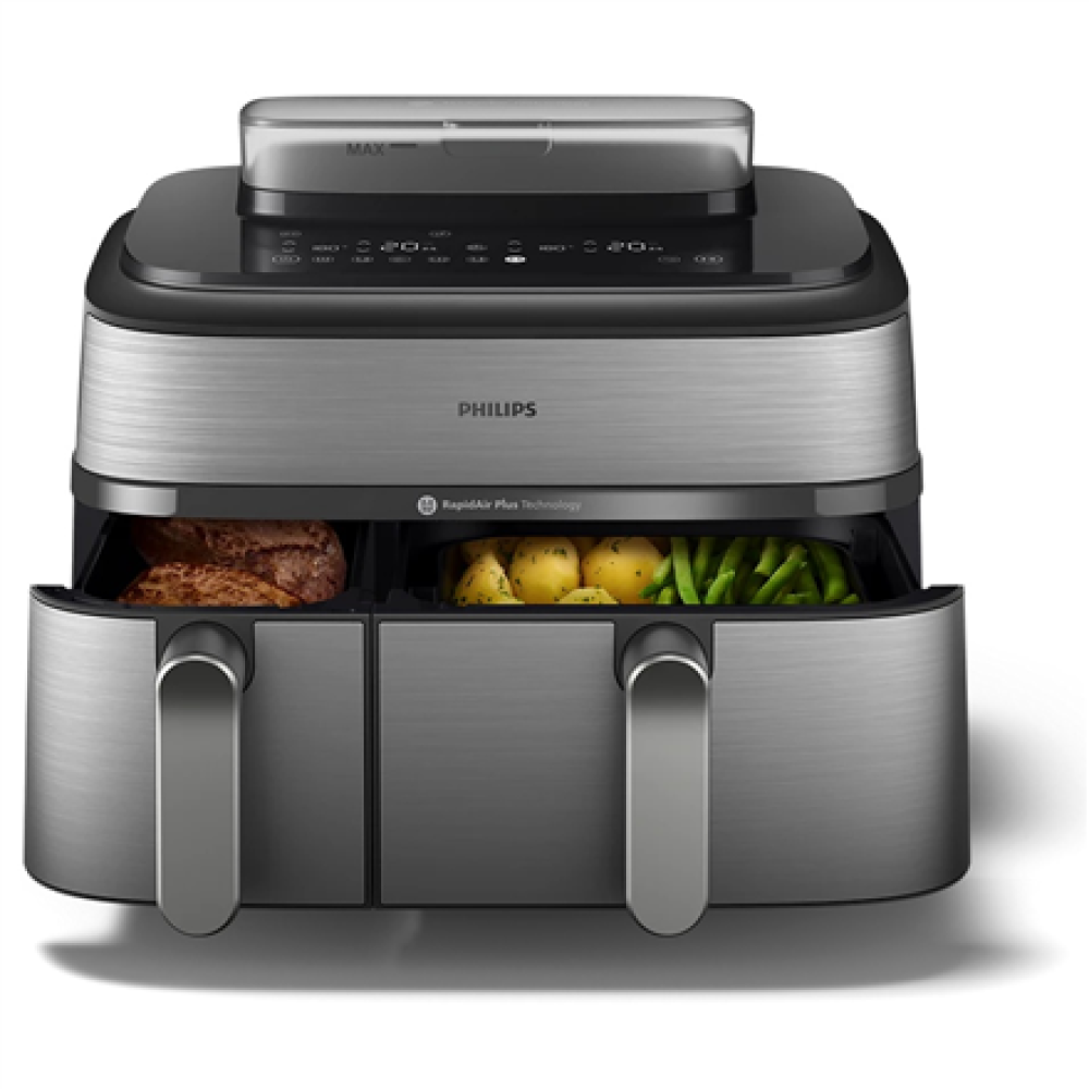 Philips Dual Basket Airfryer , NA555/00 5000 series , Power 2750 W , Capacity 9 L , RapidAir Plus , Silver
