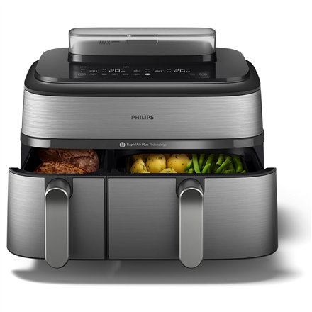 Philips Dual Basket Airfryer , NA555/00 5000 series , Power 2750 W , Capacity 9 L , RapidAir Plus , Silver