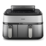 Philips Dual Basket Airfryer , NA555/00 5000 series , Power 2750 W , Capacity 9 L , RapidAir Plus , Silver
