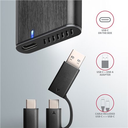 AXAGON External USB-C 3.2 Gen 2 metal box for M.2 NVMe & SATA SSD disks , EEM2-SB2