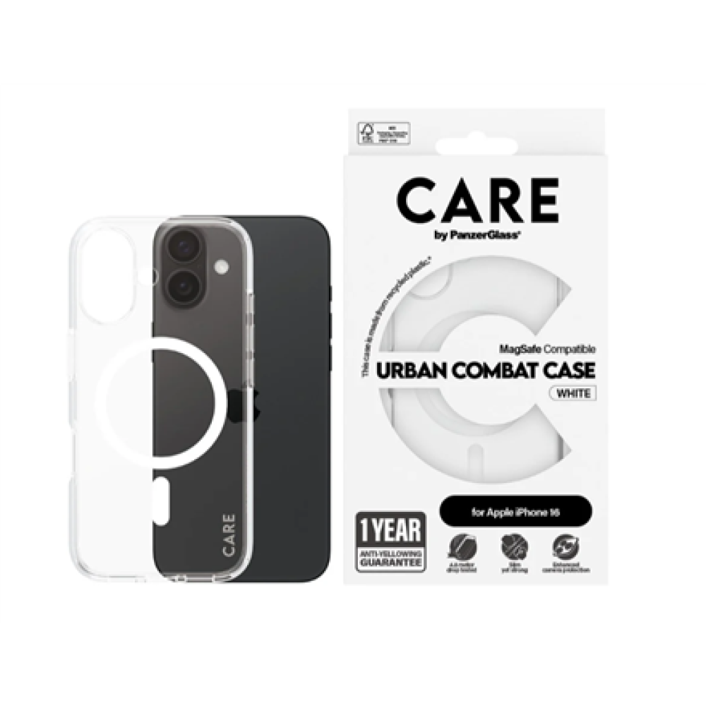 CARE Flagship Case , Back cover , Apple , iPhone 16 , Recycled plastic , White , MagSafe