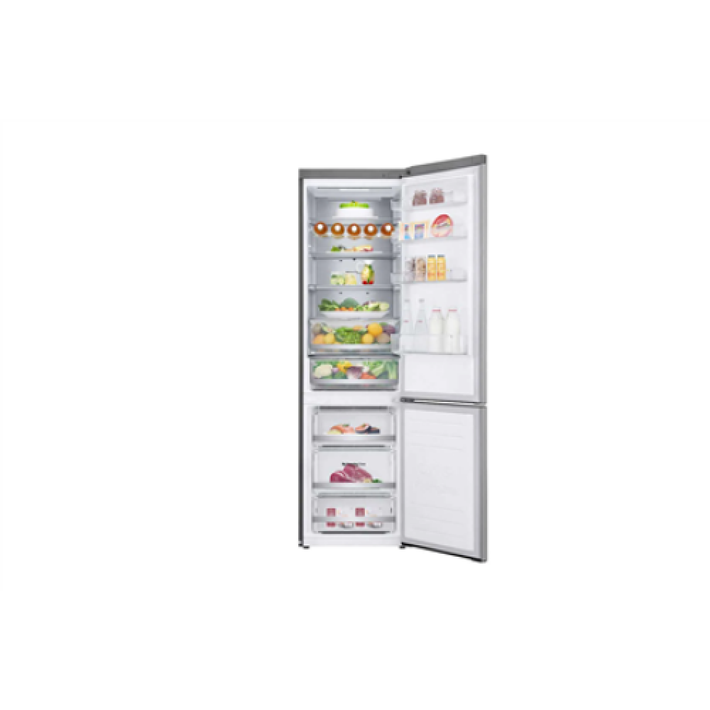 LG Refrigerator GBB72SAUGN Energy efficiency class D, Free standing, Combi, Height 203 cm, Fridge net capacity 233 L, Freezer net capacity 107 L, Display, 35 dB, Platinum Silver