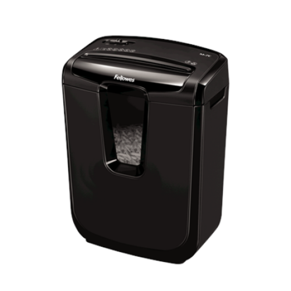 Fellowes Shredder M-7C Black, 14 L, Paper shredding, Credit cards shredding, Paper handling standard/output Shreds 7 sheets per pass into 4x35mm cross-cut particles (Security Level P-4), Traditional