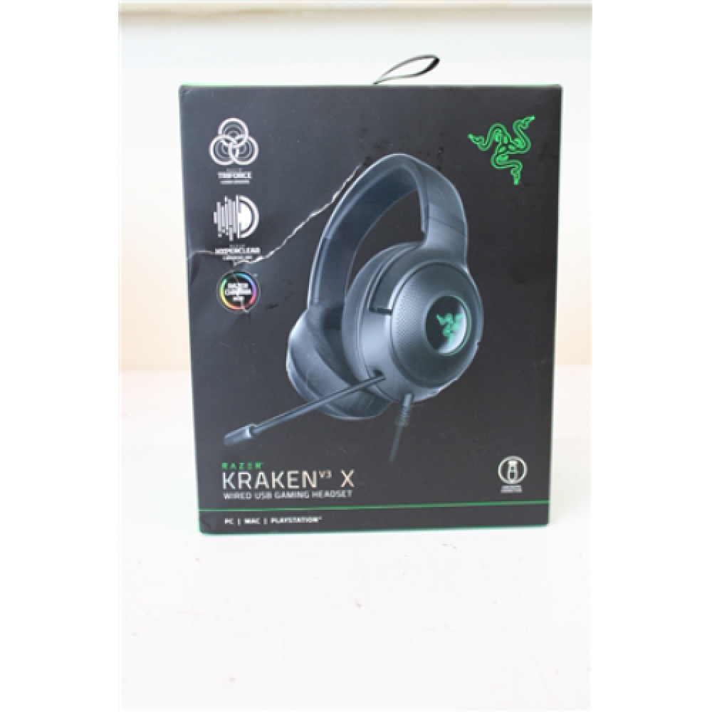 SALE OUT. Razer Kraken V3 X USB Gaming Headset, Over-Ear, Wired, Microphone, Black Razer Gaming Headset Kraken V3 X DAMAGED PACKAGING Wired Over-Ear