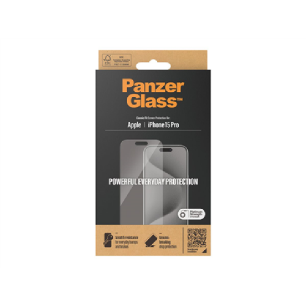 PanzerGlass , Screen Protector , iPhone , iPhone 15 pro , Tempered glass , Clear