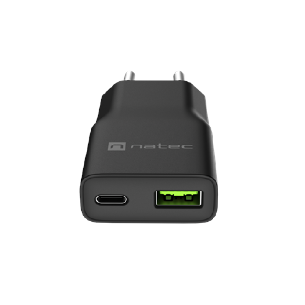 Natec Ribera USB Charger Gan Slim USB 1X USB-A + 1X USB-C 20W , NUC-2377