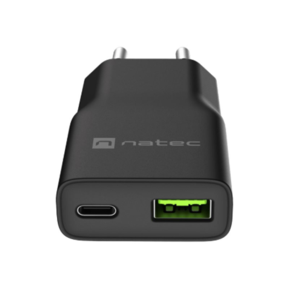 Natec Ribera USB Charger Gan Slim USB 1X USB-A + 1X USB-C 20W , NUC-2377