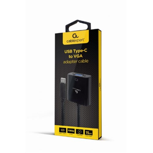 Cablexpert , USB Type-C to VGA adapter cable , A-CM-VGAF-01 , Black , USB Type-C , VGA , 0.15 m