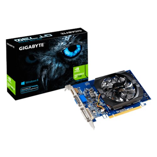 GIGABYTE GV-N730D3-2GI Gigabyte GV-N730D3-2GI (rev. 3.0) NVIDIA 2 GB GeForce GT 730 DDR3 PCI Express 2.0 HDMI ports quantity 1 Memory clock speed 1600 MHz DVI-D ports quantity 1 VGA (D-Sub) ports quantity 1 Processor frequency 902 MHz