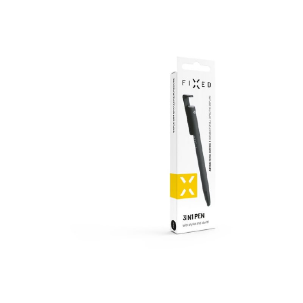 Fixed , Pen With Stylus and Stand , 3 in 1 , Pencil , Stylus for capacitive displays; Stand for phones and tablets , Black
