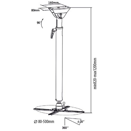 Sunne , Ceiling mount , Projector Mounts PRO300XL2 , Adjustable Length, Tilt, Swivel, Rotate , Maximum weight (capacity) 25 kg , White