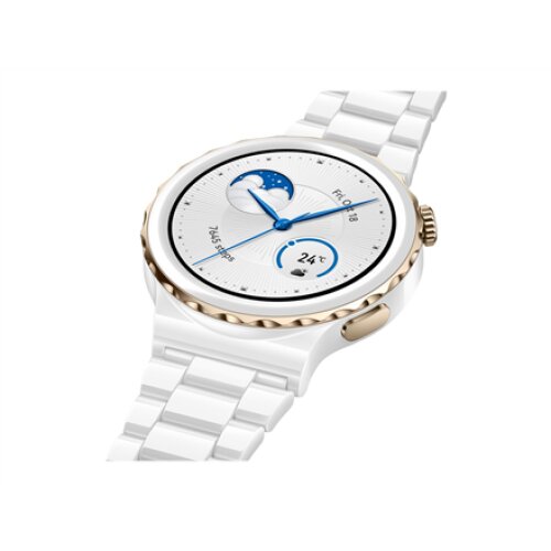 Huawei WATCH GT 3 Pro (43 mm) Smart watch GPS (satellite) AMOLED Touchscreen Activity monitoring 24/7 Waterproof Bluetooth Dustproof, Waterproof White Ceramic Case with White Ceramic Strap, Frigga-B19T