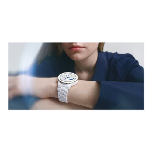 Huawei WATCH GT 3 Pro (43 mm) Smart watch GPS (satellite) AMOLED Touchscreen Activity monitoring 24/7 Waterproof Bluetooth Dustproof, Waterproof White Ceramic Case with White Ceramic Strap, Frigga-B19T